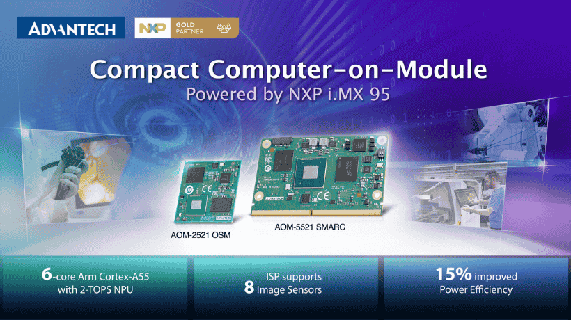 Advantech Ra Mắt Máy Tính Mô-đun Nhỏ Gọn Tích Hợp NXP i.MX 95 Dành Cho Thị Giác Máy Tính